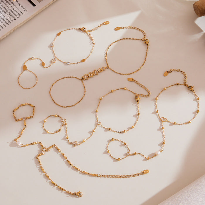 Wholesale Stainless Steel Hand Chain with 5A Zirconia Inlay