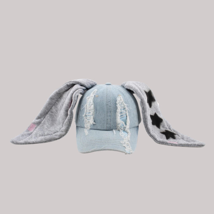 Wholesale Rabbit Ear Hat Denim Washed  e Dance Baseball Hip-hop  sunshade Hat