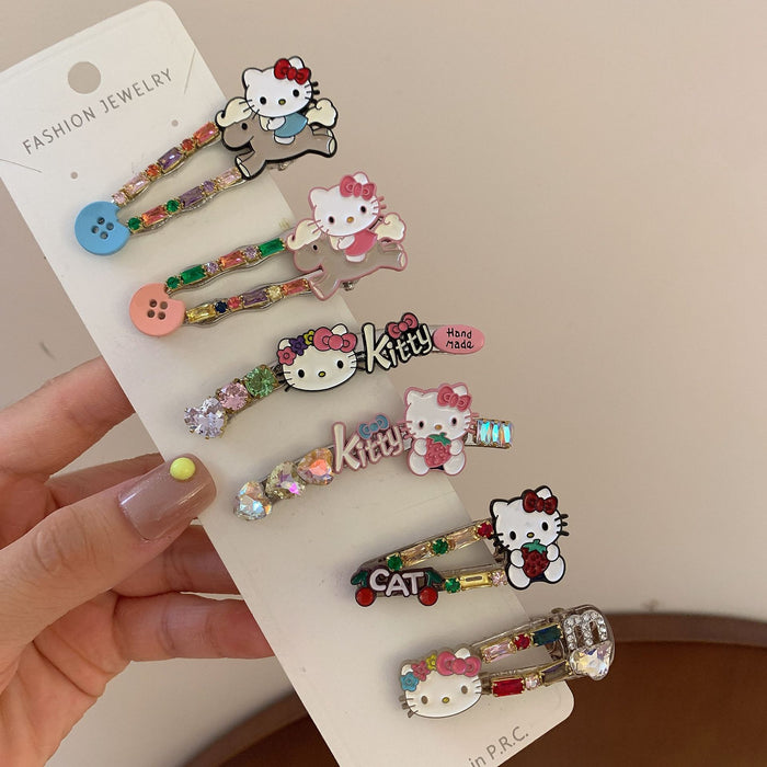 Wholesale Hair Clip Colorfulful Crystal Cat Bangs Side Clip Colorful crystal cat bangs hairpin