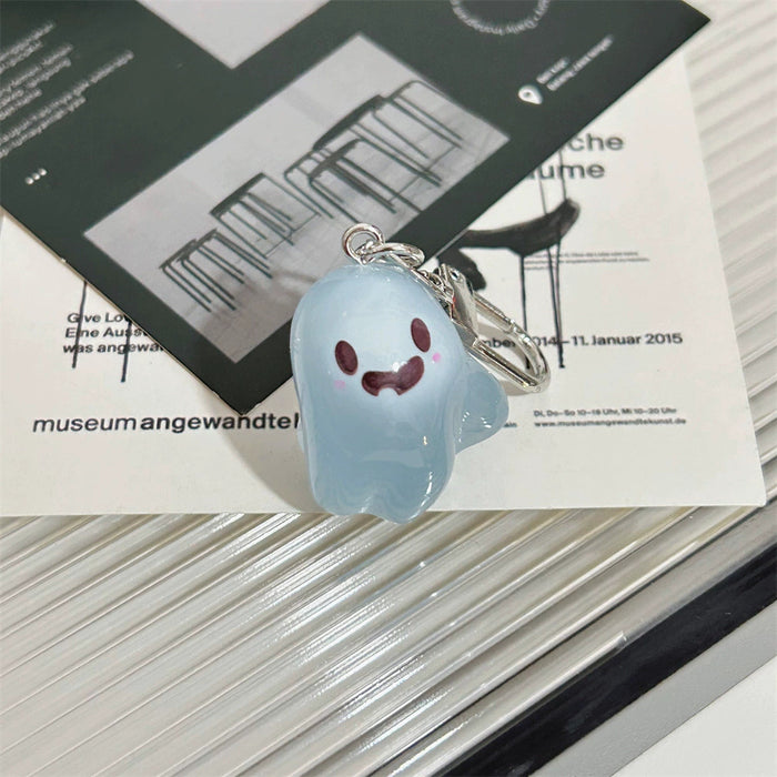 Wholesale Cute Glow-in-the-Dark Ghost Keychain Resin Material Includes Bag and Card Decorative