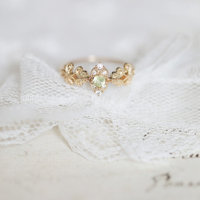 Wholesale Light luxury natural olivine versatile open ring