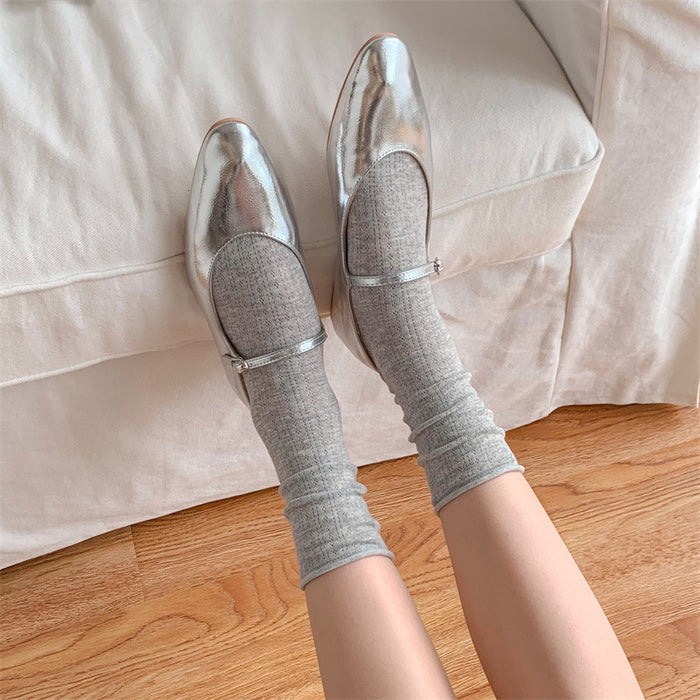 Wholesale Thin socks, children's summer hollow mesh pile socks, rolled edge socks, solid color mid tube socks