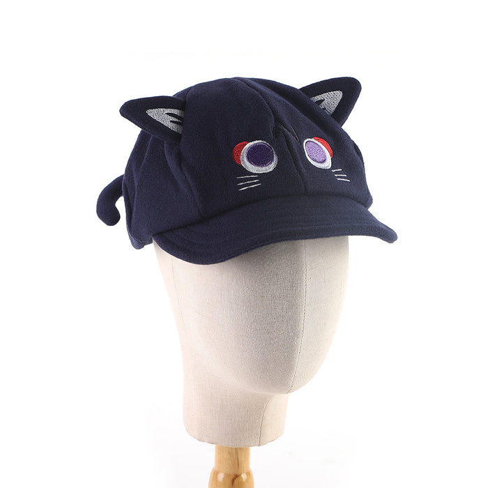 Wholesale Cat Ear Three-Dimensional Hexagon Hat Game Cartoon Beret Sweet Cat Beret