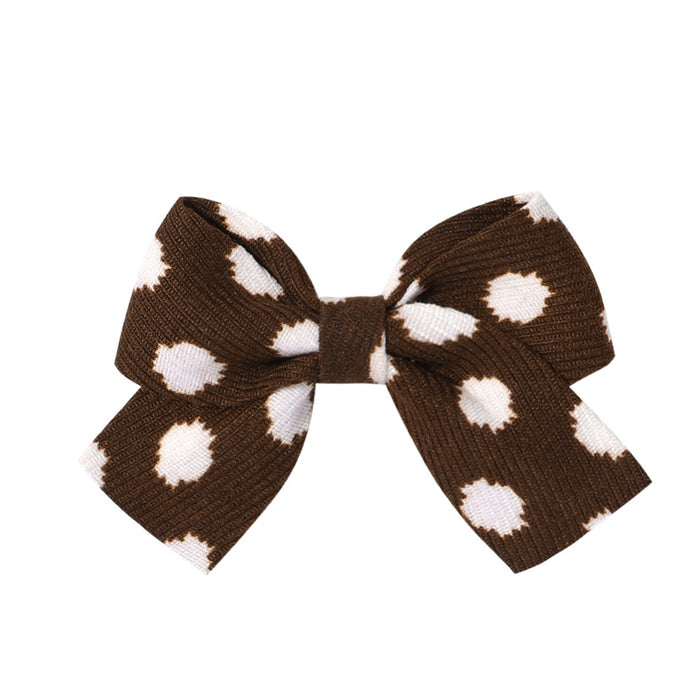 Wholesale Polyester Milk Pattern Fabric Bow Hairpin JDC-HC-Xiane016