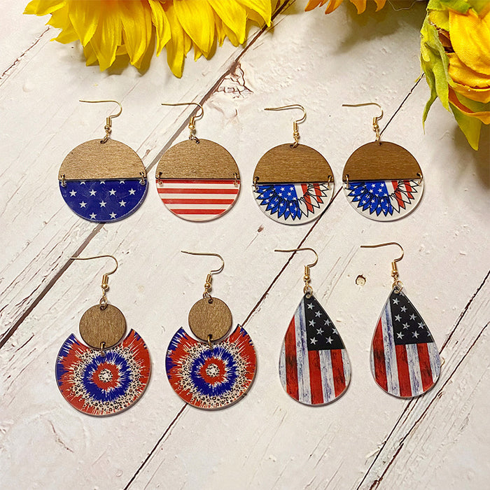 Wholesale Flag Earrings Independence Day Acrylic Wood ing Earrings