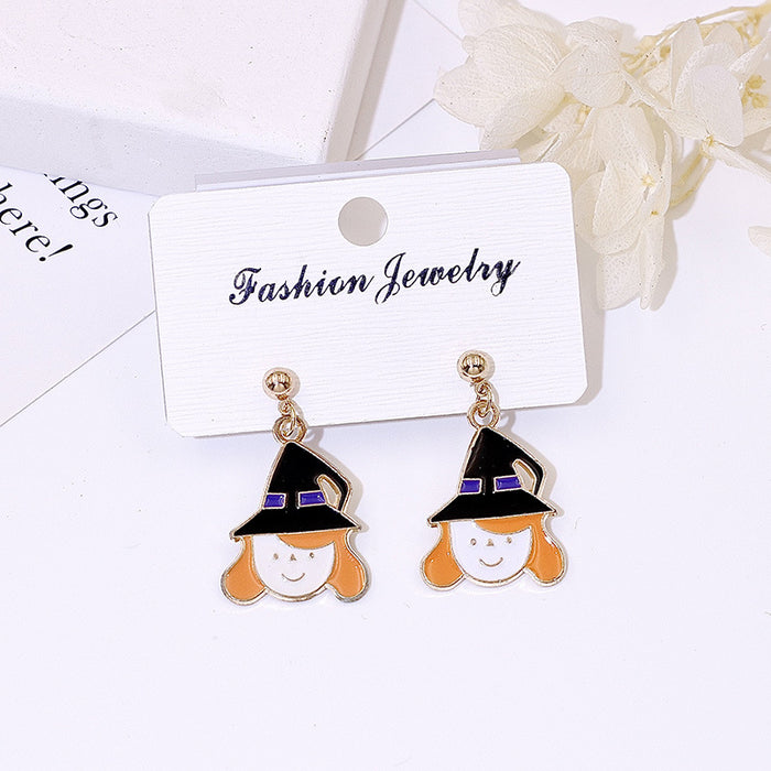 Wholesale Metal Electroplated  Earrings Pumpkin Ghost Pendant Fashion Jewelry Accessory for Women