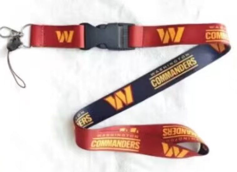 Wholesale Heat transfer rugby team lanyard club/ badge/ key/ work permit/ mobile phone sling buckle lanyard