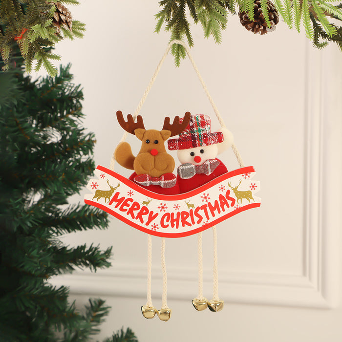 Wholesale Christmas Pendant Cute Cartoon Santa Elk Decorations Christmas Tree Bell Pendant