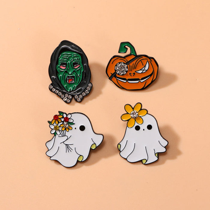 Wholesale  brooch cartoon alloy oil drop diamond badge diamond cute ghost pumpkin devil clothes decoration