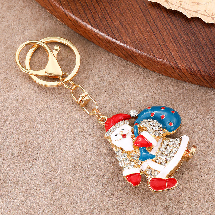 Wholesale Rhinestone Zinc Alloy Keychain Christmas Car Key Accessory Gift for Boutique MOQ≥2