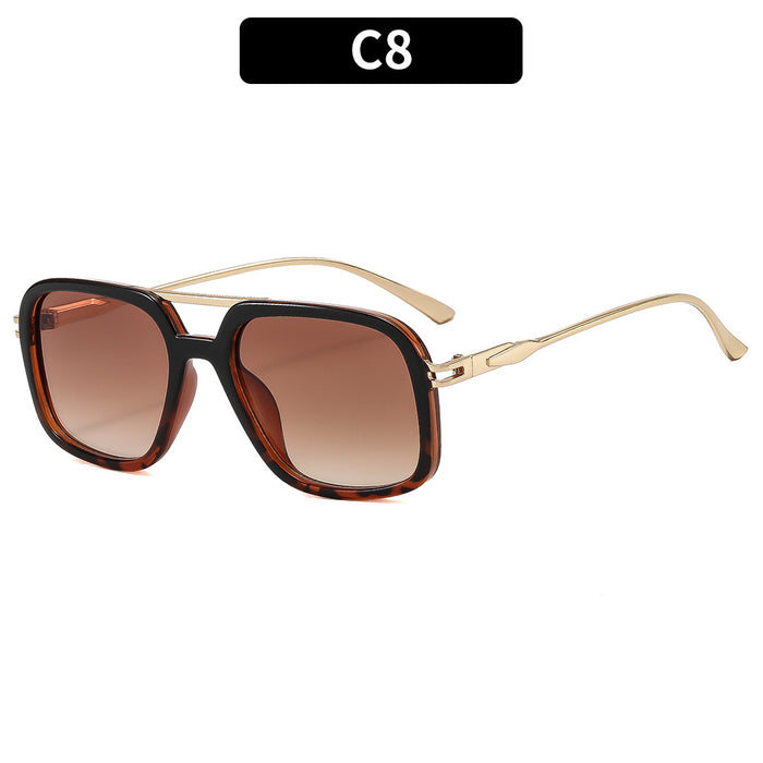 Wholesale Chic Retro Double Bridge Sunglasses for Women UV400 Large Frame Black Gray Sun Protection Fashion Accessory