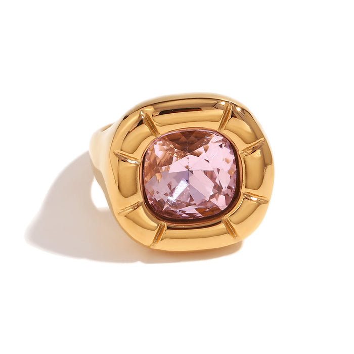 Wholesale Personalized Oil-Drip Ring Stainless Steel Plated with Gold Peach Heart Flower
