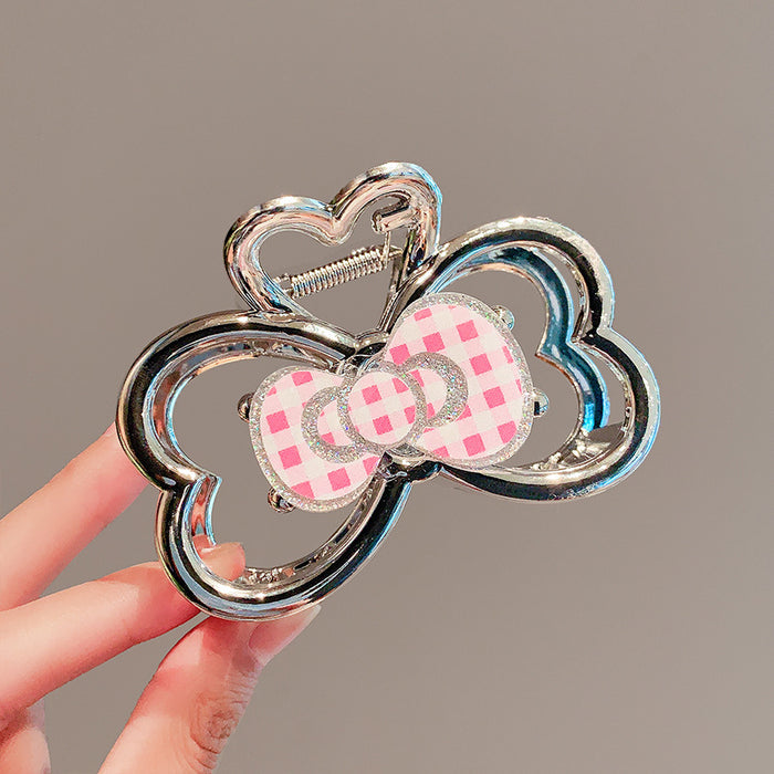 Wholesale Cat Double-Sided Claw Clip  Silver Bow Shark Clip