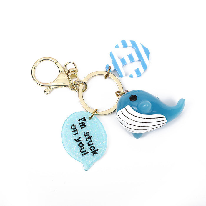 Wholesale Creative acrylic small whale keychain pendant cute couple small pendant personality car key ring small gifts