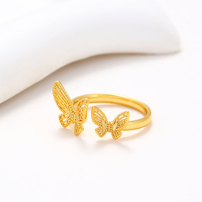 Wholesale Alloy Gold Plated Lace Butterfly Ring Women JDC-RS-XP004