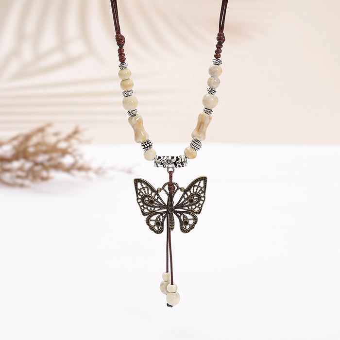 Wholesale Long sweater chain women's pendant retro butterfly necklace