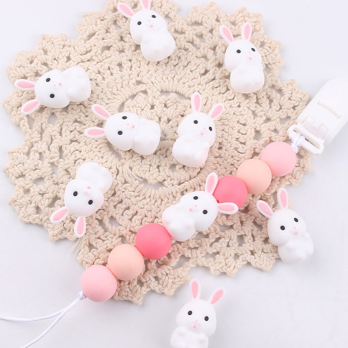 Wholesale Cartoon 3D Little White Rabbit Silicone Focal Beads JDC-BDS-GuangTian009