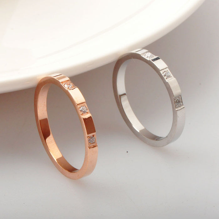 Wholesale diamond three diamond ring rose gold Hao stone titanium steel ring tail ring jewelry manufacturers direct sales