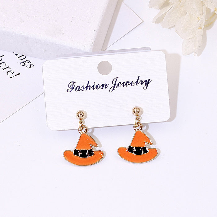Wholesale Metal Electroplated  Earrings Pumpkin Ghost Pendant Fashion Jewelry Accessory for Women