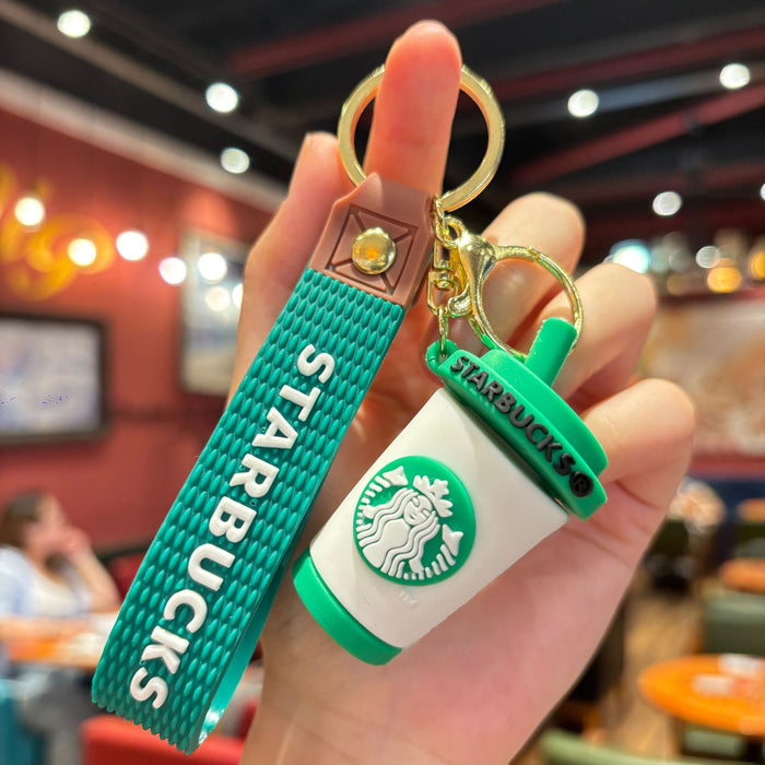 Wholesale Cup keychain cartoon exquisite car keychain milk tea cup student bag pendant