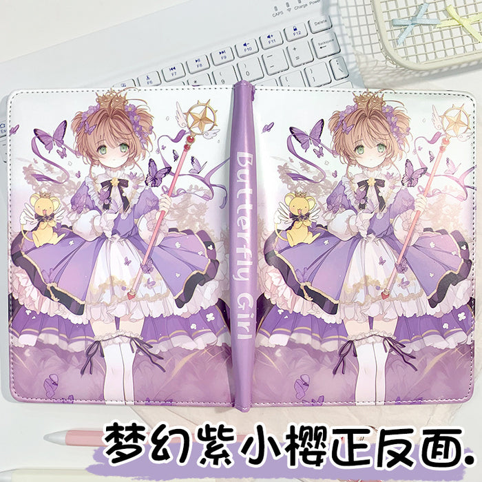 Wholesale 5pcs Dreamy purple leather cover color page leather notebook student cartoon anime diary