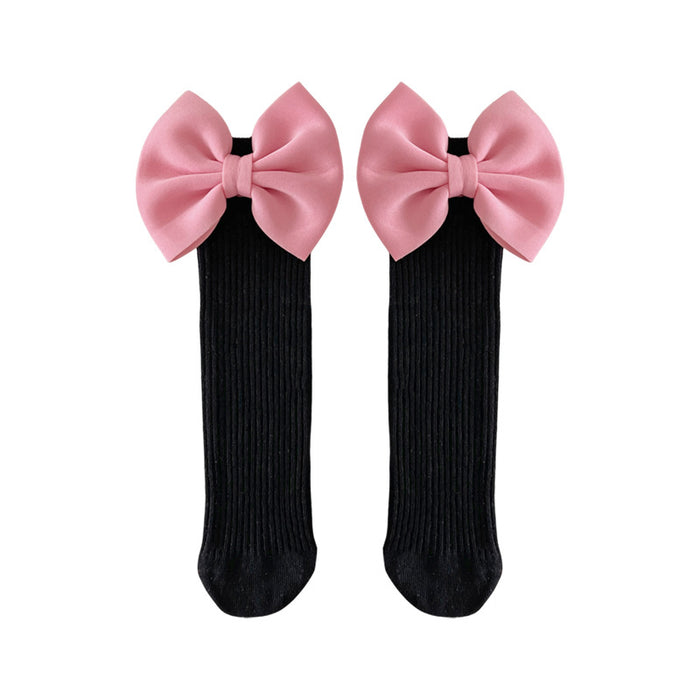 Wholesale Bow Lace Cotton Socks Candy-colored  Mid-length Socks Cute Children' s Calf Piled Socks