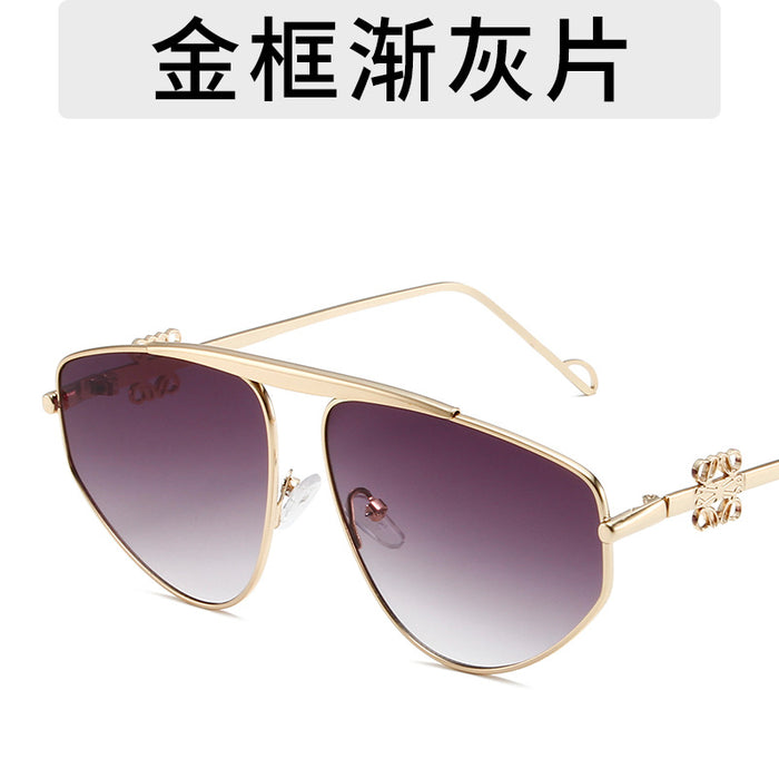 Wholesale Fashionable large frame sunglasses, metal polygonal personalized sunglasses, retro street photography, outdoor beach glasses