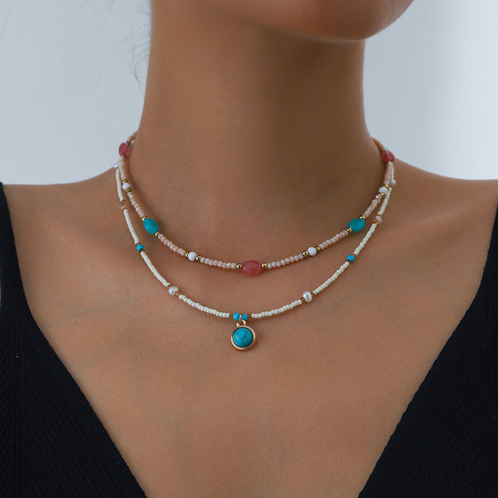 Wholesale Multi-Layer Sun Pendant Necklace Gold Alloy Trendy Fashion Accessory