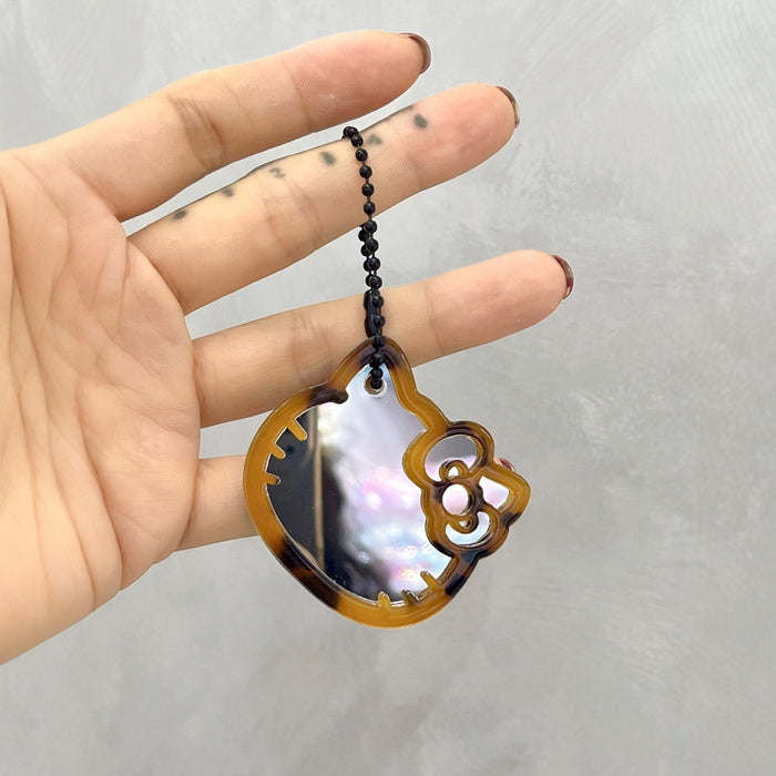 Wholesale Cartoon cat acetate leopard print makeup mirror keychain