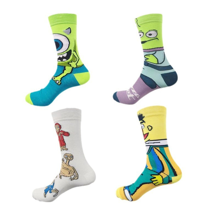 Wholesale Big Eyed Monster Men's Alien Cartoon Cotton Middle Socks JDC-SK-HuiHe042