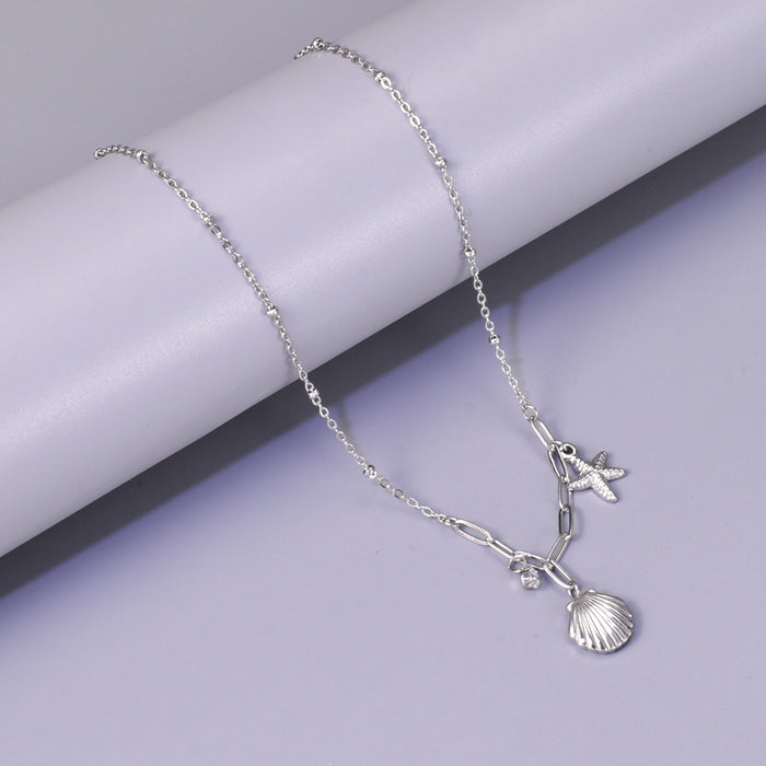 Wholesale Shell starfish water diamond necklace