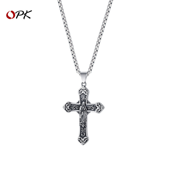 Wholesale Stainless steel street retro classic cross pendant necklace