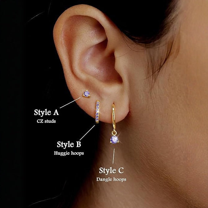 Wholesale Brass genuine gold electroplated earrings niche set earrings three piece set earrings buckle earrings