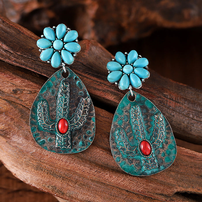 Wholesale Bohemian Natural Stone Flower Earrings JDC-ES-Jings004