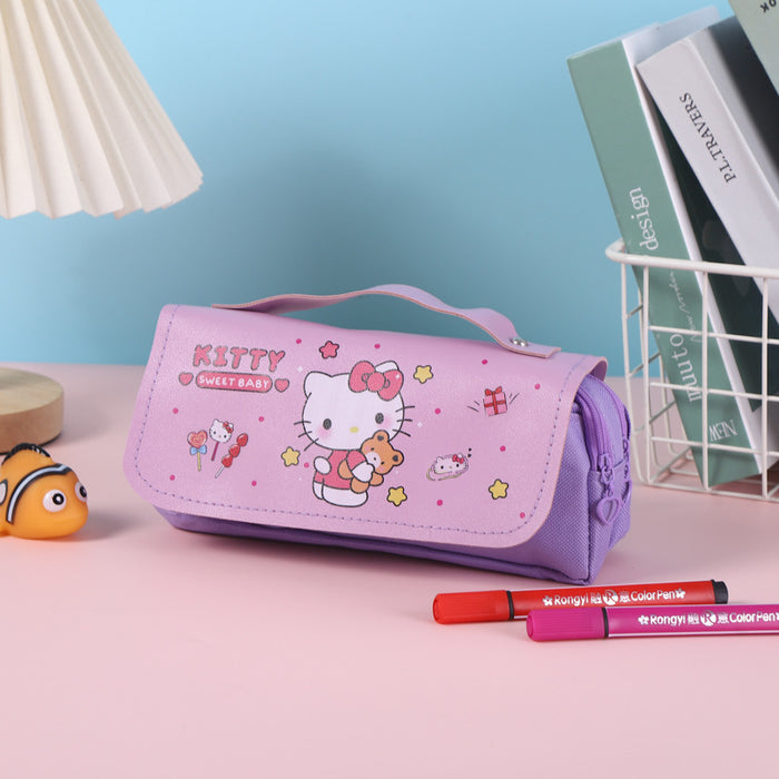 Wholesale Cartoon Cat Large Capacity Double-Layer Pencil Case