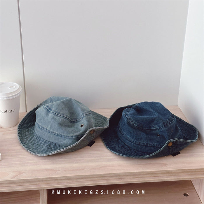 Wholesale Minimally designed children's cowboy fisherman hat, outdoor hiking hat, sun visor hat, large eave basin hat