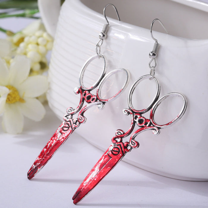 Wholesale 2pcs Halloween Scissors Axe Sharp Knife Alloy Earrings JDC-ES-HeYi108