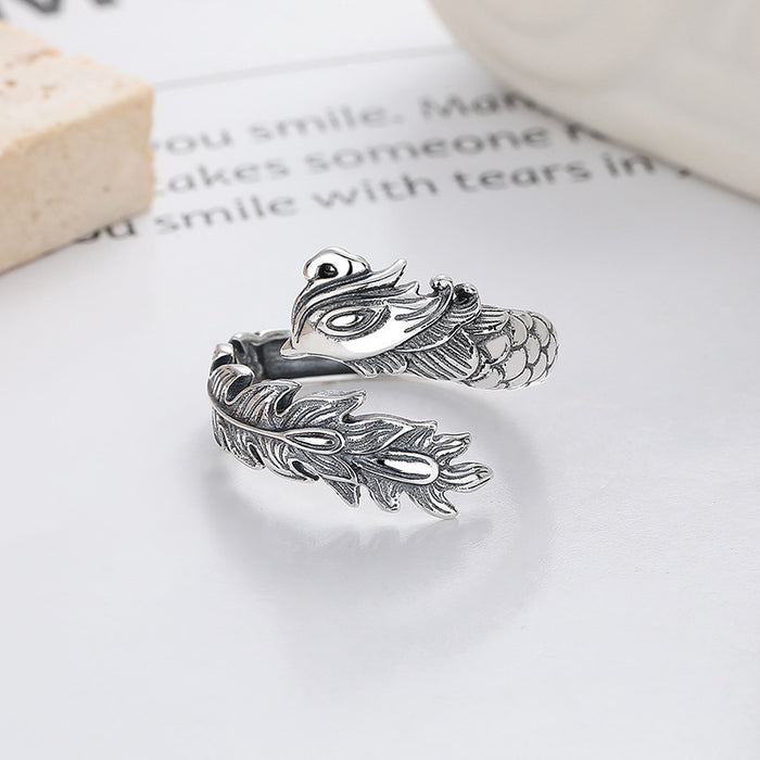 Wholesale Pure silver open-end ring, retro artistic creative food ring