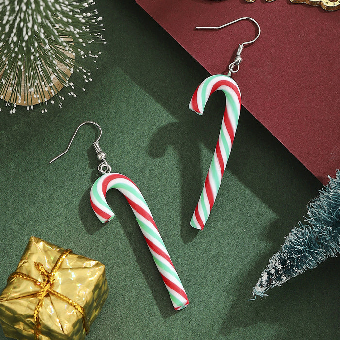 Wholesale Christmas candy cane star earrings