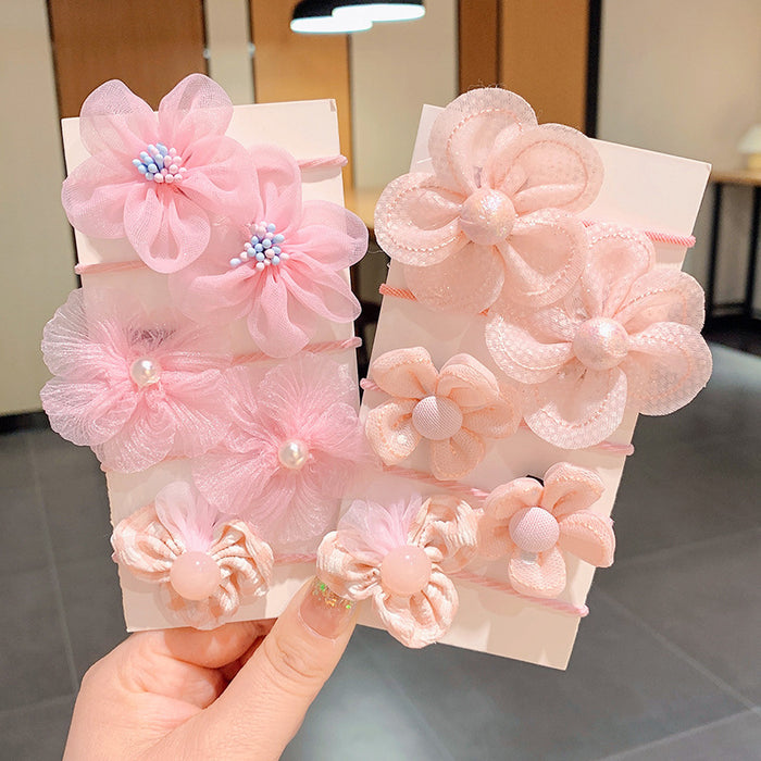 Wholesale Mesh lace children' s hair ring head rope rubber band set flower cartoon cute treasure hair accessories do not hurt hair