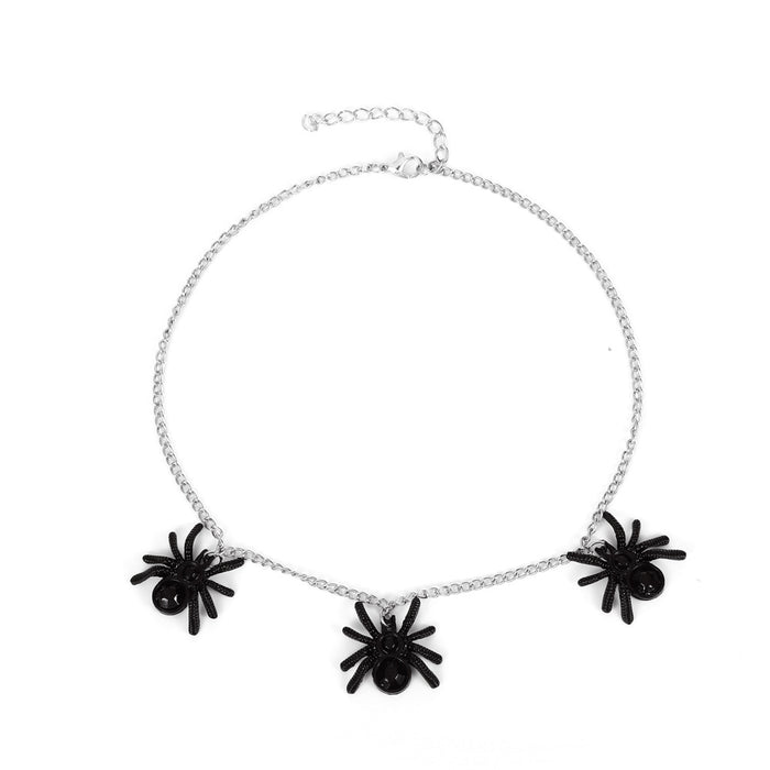 Wholesale Black Spider Pendant Necklace  Exaggerated Punk Chain Collarbone Halloween Gift