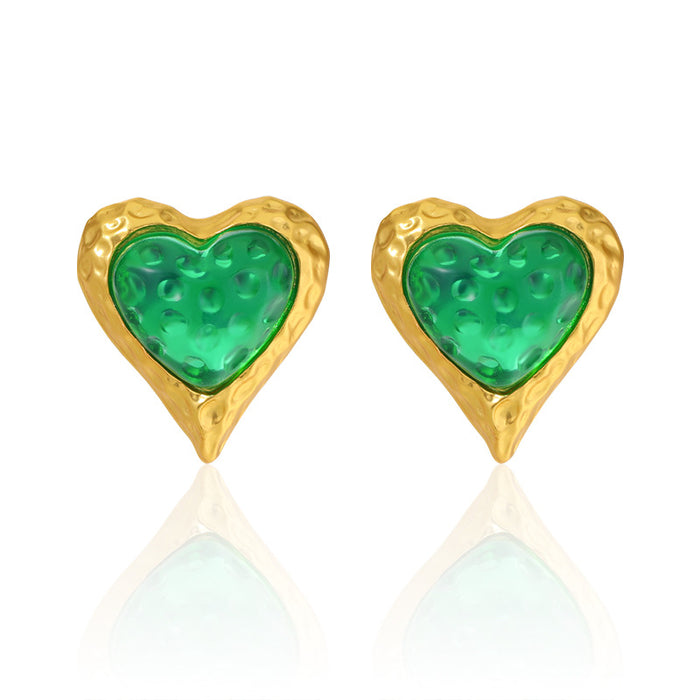 Wholesale New cross-border alloy jewelry with gold-plated and non fading heart-shaped silver needle earrings and diamond studded earrings