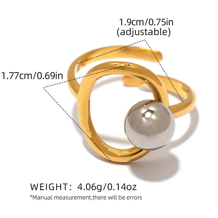 Wholesale Stainless Steel Hollow Circle Steel Ball Open Ring Simple Jewelry