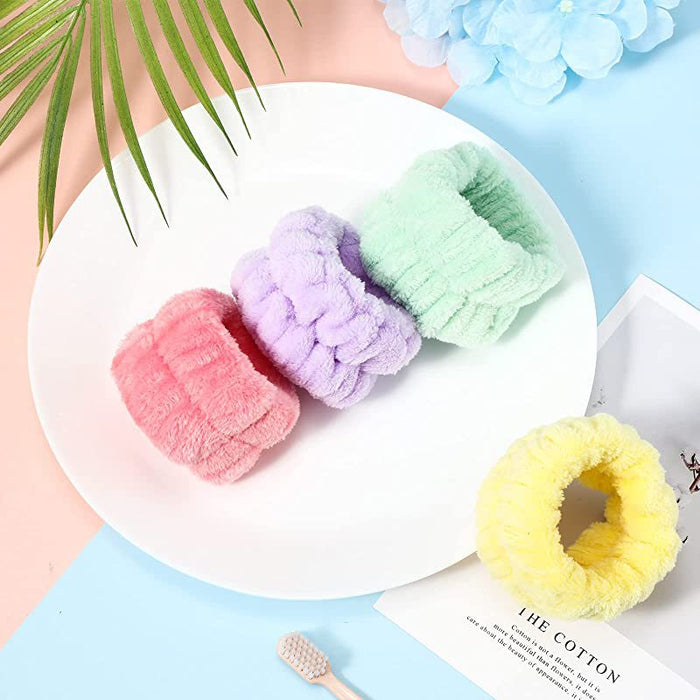 Wholesale Solid Color Plush Wristband Women' s Face Wash Wrist Waterproof Headb Flannel Sweat Wipe Bracelet