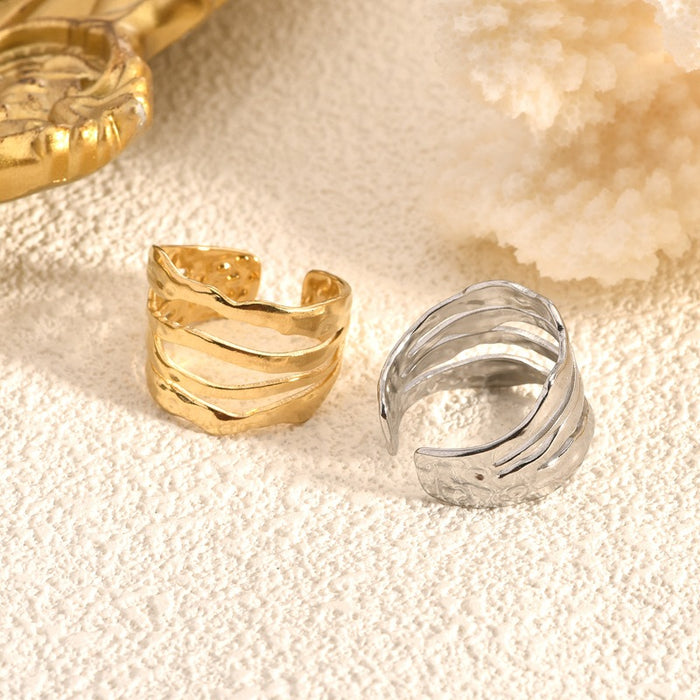 Wholesale multiple irregular lines stainless steel ring