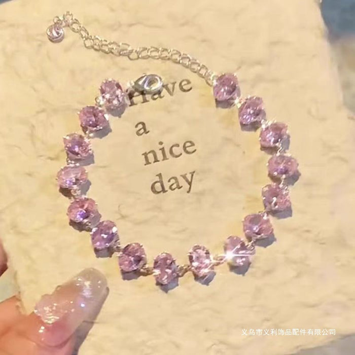 Wholesale Pink Bracelet with Gold Base,  Oval Trendy Style Sweet and Zircon