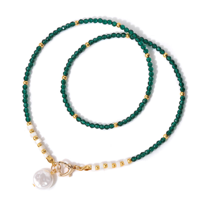 Wholesale 3m man made crystal bead necklace with pearl pendant