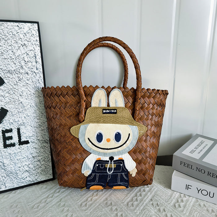 Wholesale  Handbag Summer  Cartoon Woven Bag Large Capacity Work Commuter Bag Hand-Woven Handbag