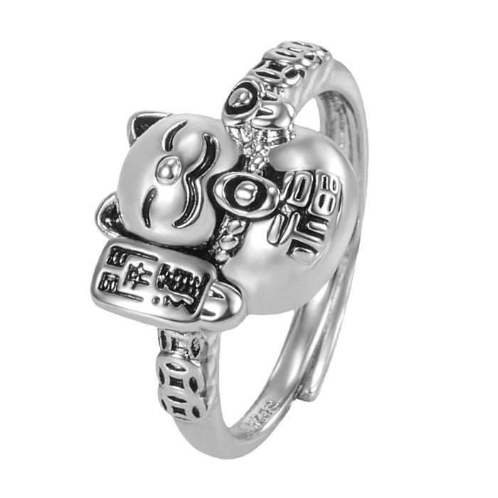 Wholesale Lucky Cat Lucky Ring, Female Open Finger Ring, Simple Retro Ring