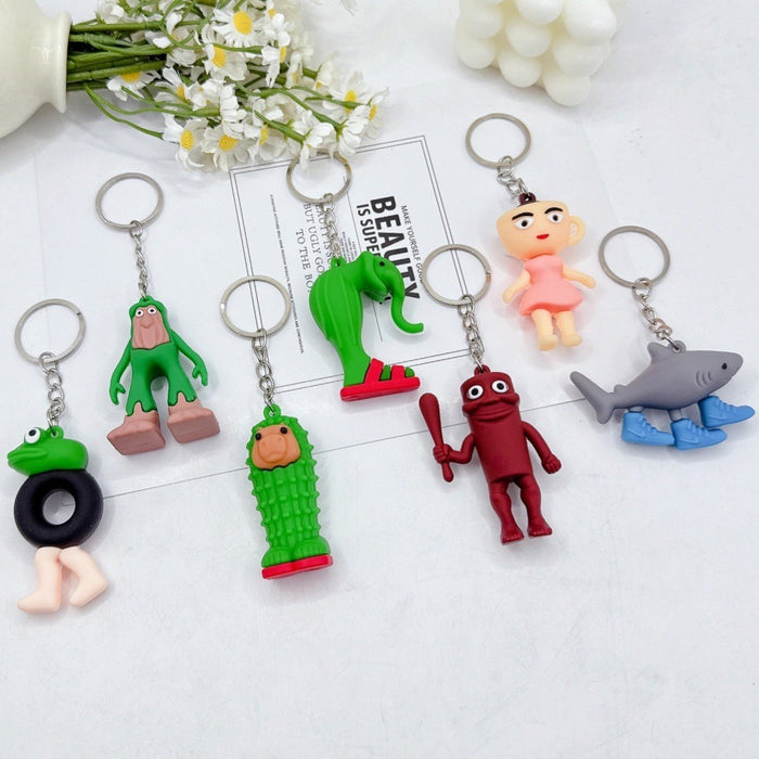 Wholesale Mini keychain abstract shape wooden stick figure backpack pendant